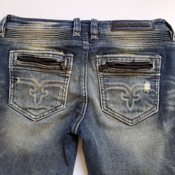 NWT Rock Revival Distressed Moto Skinny Jeans 27 - Picture 7 of 15